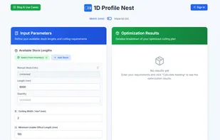 Initial screen where users can input their required sections and select stock