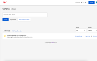 Generate AI assisted Ideas using prompting or automatically by connecting your channel.