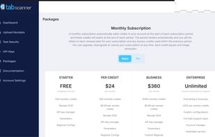 Tabscanner Receipt OCR API Dashboard. 