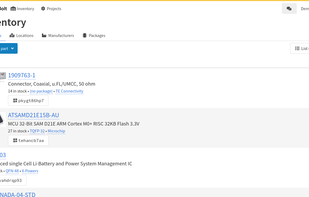 The main inventory screen of PartBolt.