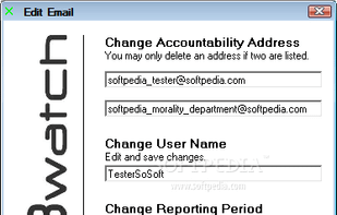 Screenshot of changing settings