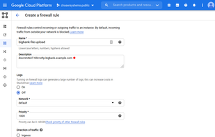 Embedding hostname rule in Google Cloud Firewall Rule.