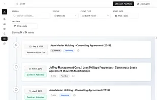 Renewals, notice periods and expiries roll up into a unified timeline so teams anticipate instead of react