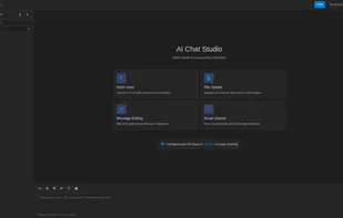 The AI Chat Studio homepage features a sleek, modern interface designed for high-efficiency multitasking across multiple artificial intelligence models. At the top, a clean navigation bar provides quick access to settings and chat templates, while a organized sidebar on the left categorizes conversations into "Today," "This Week," and "Pinned" sections for easy retrieval.