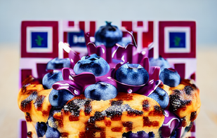 Qr example generated with "blueberry muffin" prompt