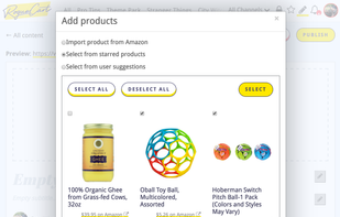 Use Amazon product URLs or the RogueCart Chrome extension to quickly add products to lists.