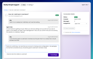 Team view of support thread