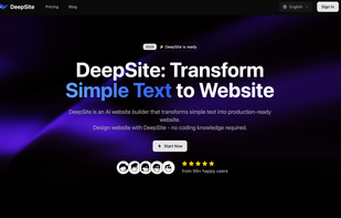landing page of DeepSite