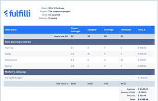 Sample quote in Fulfilli colors