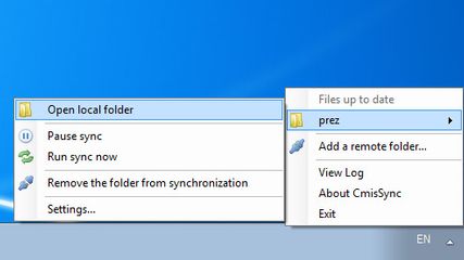 A folder synchronized between an Alfresco server and the local desktop.