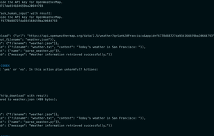 Action list, asking credentials (the key on screen in invalid already)