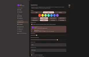 User settings page, on "Appearance" tab
