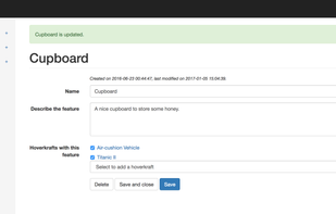 Content object detail with various property types