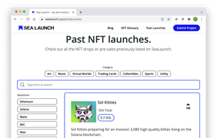 sealaunch.xyz past launches to search for recent NFT projects to invest.