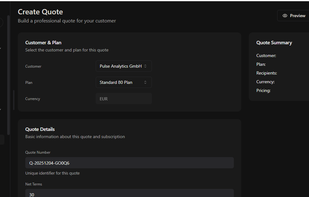 Creating a quote in Meteroid