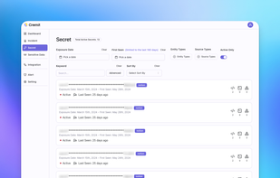List of Secrets detected Page