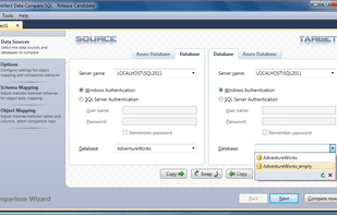Setup databases to compare