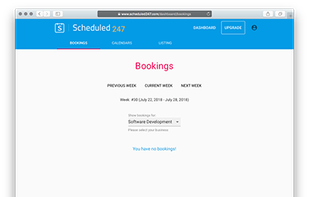 This screen displays the bookings for the current week.
