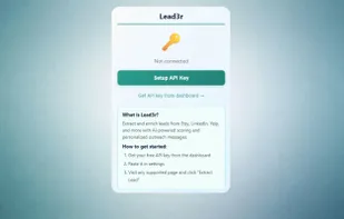 Lead3r’s browser extension connects securely using a personal API key. Setup takes under a minute, with no background crawling or automation. All extraction is manually triggered by the user.