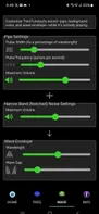 Wave Tab: Customize how sound flows with wave duration and gaps. Fine-tune using Pips (adjust volume, pulse rate, and width for tones from discrete pulses to continuous) and Narrow Band Noise (control background noise volume or mute).