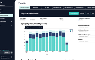 Zetta's default automated dashboard