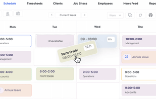 Easily Assign, Copy/duplicate and move shifts using drag and drop features. Save time and effort.