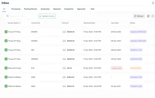 A dashboard with a clear insights of the received invoices and status of the invoices.