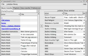 Main screen with music transfer frame