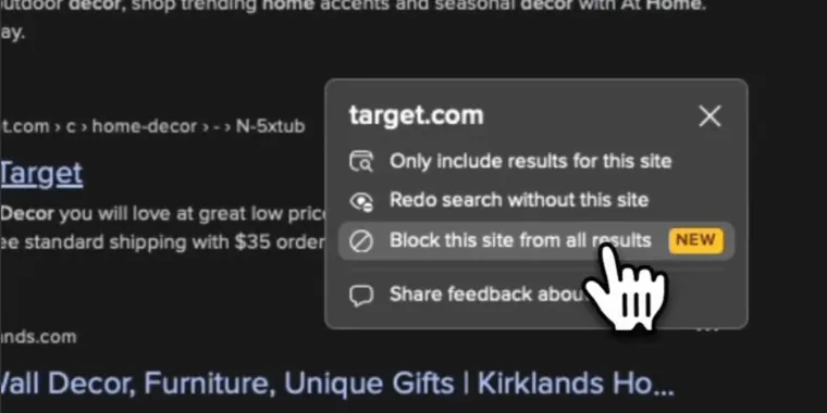 DuckDuckGo introduces persistent site exclusions to search results image