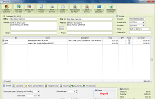 Invoice creation form