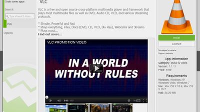 VLC app info page