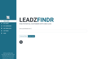 Screenshot of the LeadzFindr UI.