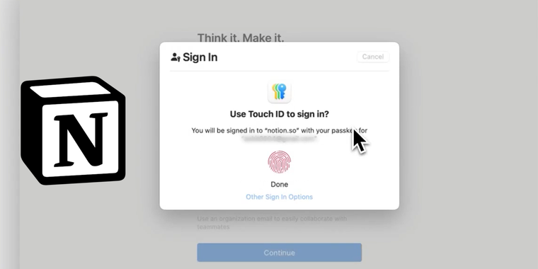 Notion introduces passkey support to maximize security image