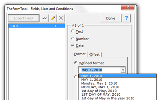 Field format: Date format