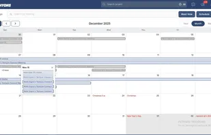 For users who prefer spatial planning, the Calendar View becomes the perfect visualization. Meetings
are displayed across Day, Week, Month, and even Year views, complete with holiday markers and
special tags for important dates. When more than three meetings overlap, the interface reveals them in
expandable popups, keeping the layout neat and readable.