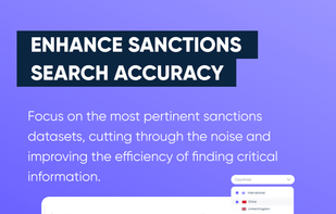 Focus on the most pertinent sanctions datasets, cutting through the noise and improving the efficiency of finding critical information.