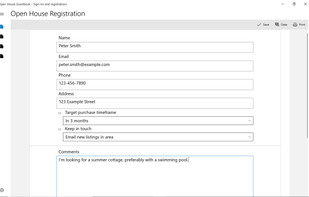 Open House Guestbook screenshot 1