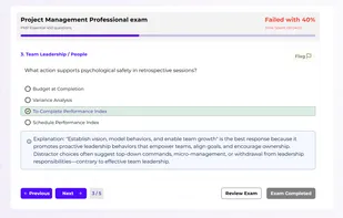 Question with explanation after exam finished