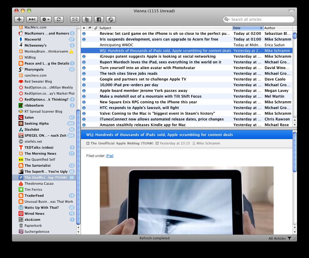 mac rss reader vienna