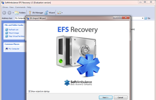 Recovery wizard to gain access to lost, damaged or encrypted EFS disk
