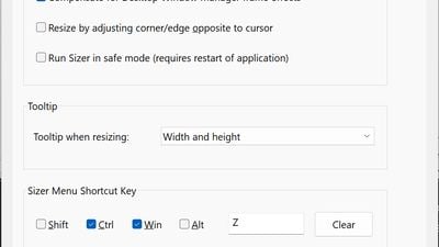 Configuration window - Options