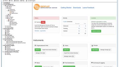 Dashboard (startup screen)