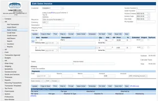 Sales invoice entry.