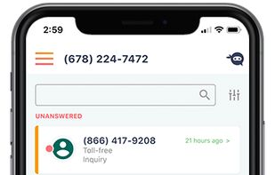 The home screen of the app shows you all of your missed calls and messages so you can keep track of which customers you still need to get back to. 