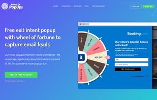 Free exit intent popup website