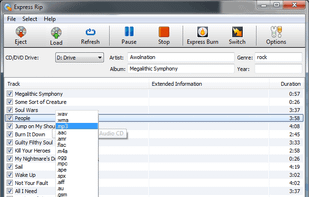 Express Rip CD Ripper - Main Screen