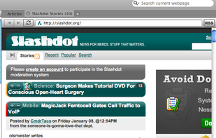 Built-in Browser with Tabs & Feed Autodetection