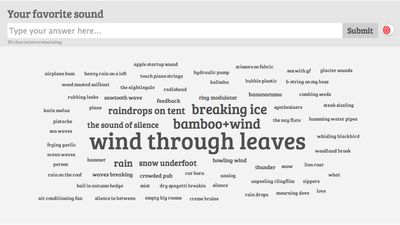 Word cloud brainstorm: Your Favorite Sound...