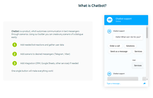 What is a chatbot? System integrations and scenario adding to desire Messenger. Help you with customer communication.