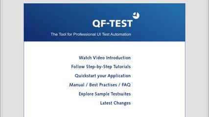QF-Test welcome Screen. Try QF-Test for free with the evaluation license. 
